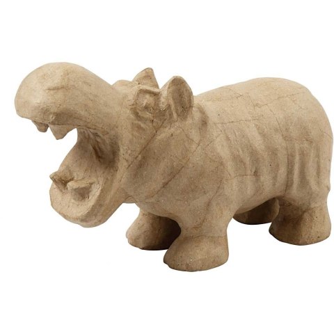 Hipopotam z papier-mache H:18cm, L:28cm