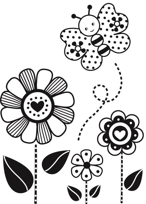 Stempel Kwiatki z Motylkiem Stempel Kwiatki z Motylkiem