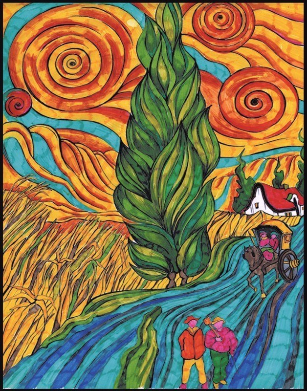 Kol. Van Gogh Droga z Cyprysem i Gwiazdą