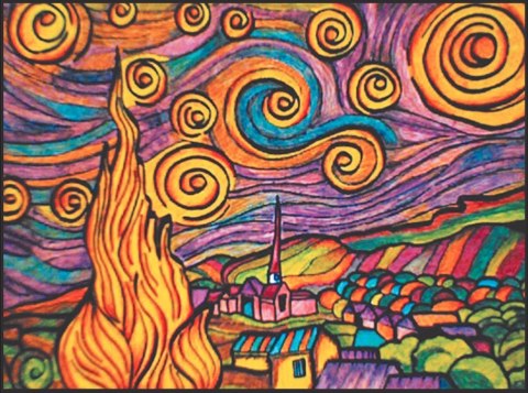 Kolorowanka Van Gogh Gwiaździsta Noc