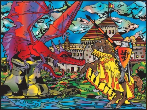 Kolorowanka Welwetowa 47x35 Smok i Zamek Kolorowanka Welwetowa 47x35 Smok i Zamek