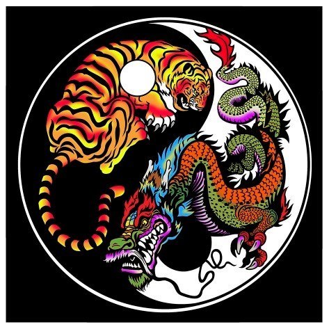 Mandala COLORVELVET Yin-Yang Tygrys Smok Mandala COLORVELVET Yin-Yang Tygrys Smok