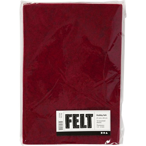 Filc 10 ark. A4 Czerwony Melanż Filc 10 ark. A4 Czerwony Melanż