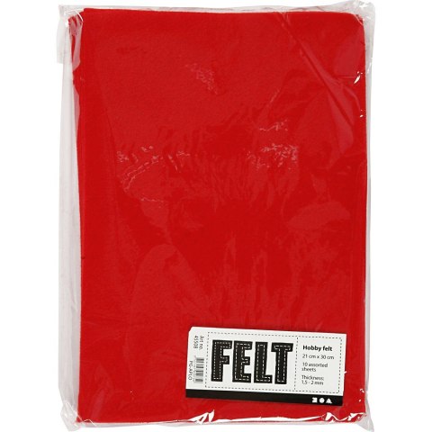 Filc 10 ark. A4 Czerwony Filc 10 ark. A4 Czerwony