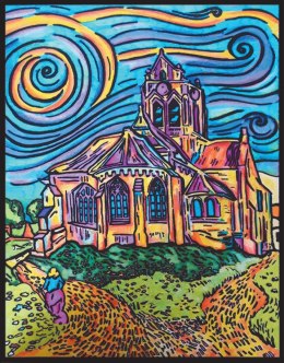 Kolorowanka Van Gogh Kościół w Auvers