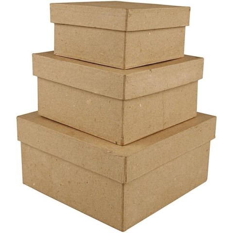Pudełka pap-mache 3 rozmiary Kwadratowe Pudełka pap-mache 3 rozmiary Kwadratowe