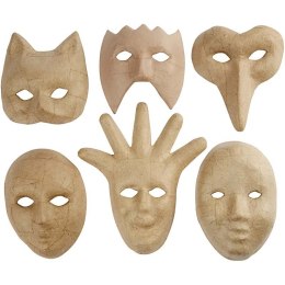 Maski dla dzieci z papier-mache 6 szt.