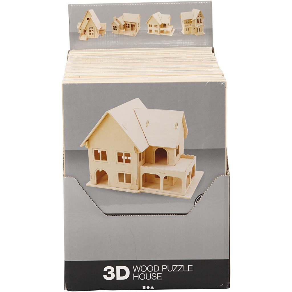 Puzzle 3D drewniane Domki 24 sztuki