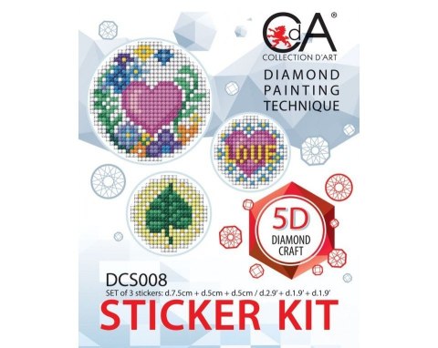 Diament.Mozaika 3 naklejki Serce Diament.Mozaika 3 naklejki Serce