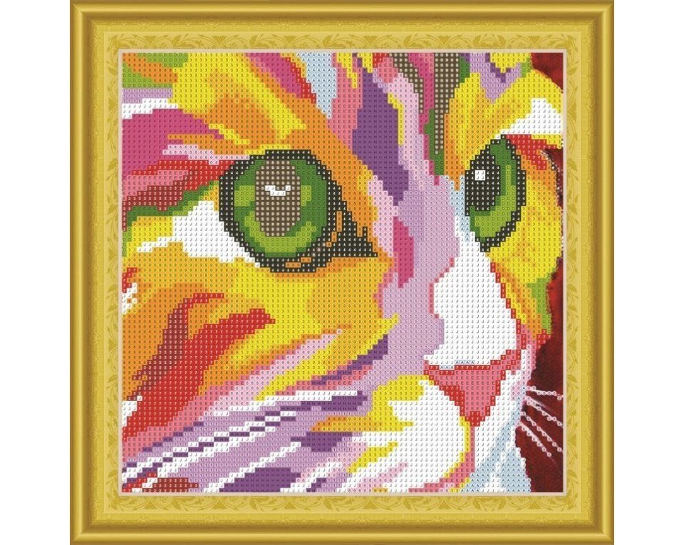 Diamentowa Mozaika 30x30 Kolorowy kot