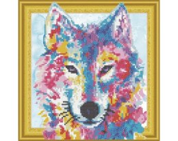 Diamentowa Mozaika 30x30 Kolorowy wilk