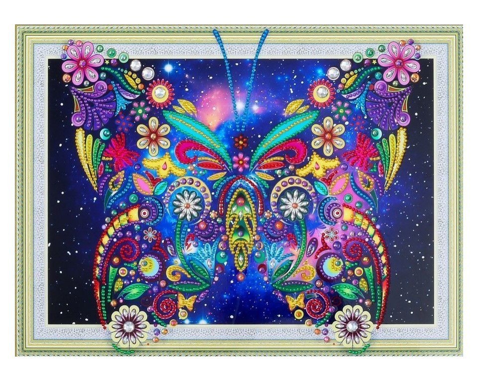 Diamentowa Mozaika 40x30 Kwiecisty motyl Diamentowa Mozaika 40x30 Kwiecisty motyl
