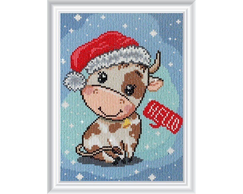 Diamentowa Mozaika 20x29 Krowa Mikołaj Diamentowa Mozaika 20x29 Krowa Mikołaj