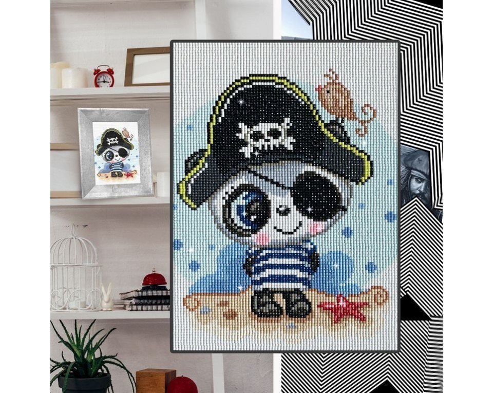 Diamentowa Mozaika 20x29 Panda Pirat