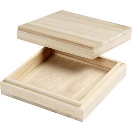 Drewniane Pudełko z Przykrywką 10x10x3cm