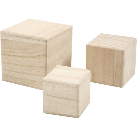 Drewniane Sześciany 3szt. rozm. 5+6+8 cm Drewniane Sześciany 3szt. rozm. 5+6+8 cm