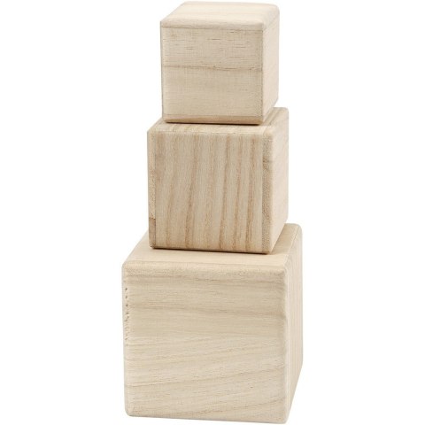Drewniane Sześciany 3szt. rozm. 5+6+8 cm Drewniane Sześciany 3szt. rozm. 5+6+8 cm