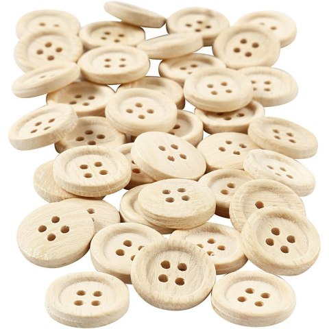 Drewniane guziki D: 18 mm, 40 szt. Drewniane guziki D: 18 mm, 40 szt.