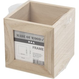 Pudełko z drewna, z oknem, na długopisy