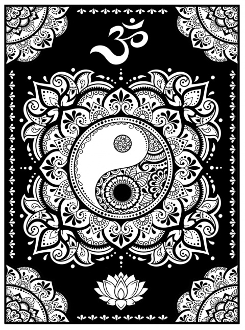 Kol. Welwetowa 29,7x21 Mandala Yin Yang