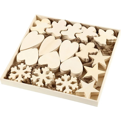 Świąteczne zawieszki sklejka 9-11cm 90sz Świąteczne zawieszki sklejka 9-11cm 90sz