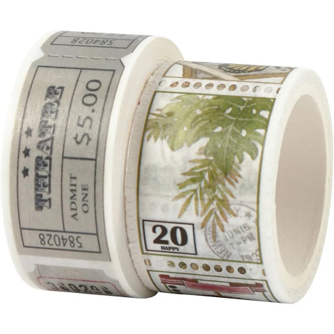 Taśmy Washi Bilety i Natura, 5 m i 3 m Taśmy Washi Bilety i Natura, 5 m i 3 m
