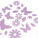 Naklejki brokatowe Motyle Kwiaty Purpura
