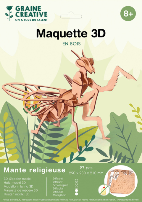 Puzzle 3D drewniane, Modliszka Puzzle 3D drewniane, Modliszka