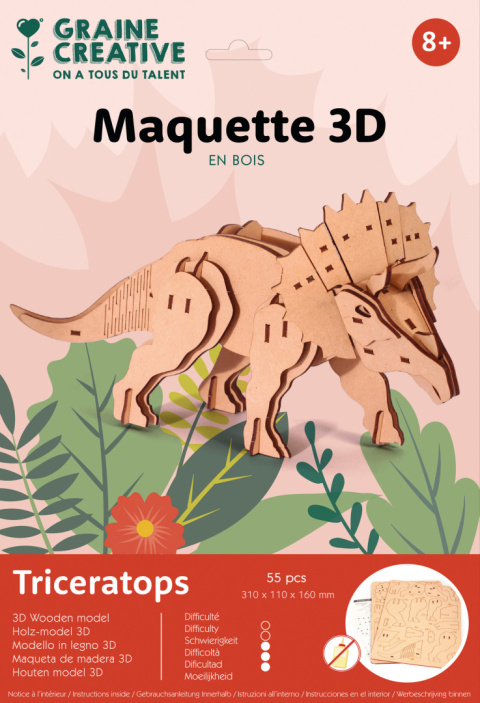 Puzzle 3D drewniane, Triceratops Puzzle 3D drewniane, Triceratops