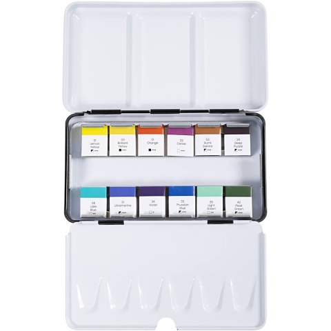 Farby akwarelowe 12 półk. Kwiaty Pejzaże