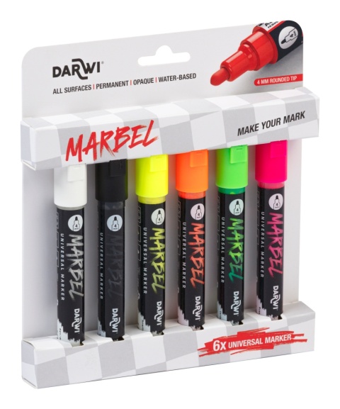 Zestaw 6 markerów MARBEL 4mm Fluo