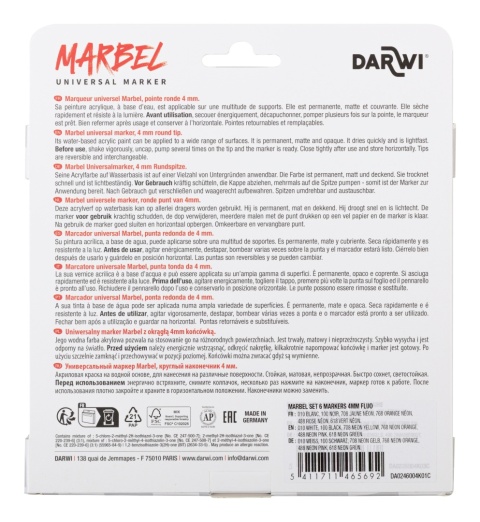 Zestaw 6 markerów MARBEL 4mm Fluo