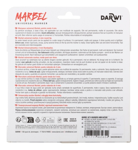 Zestaw 6 markerów MARBEL 4mm Natura