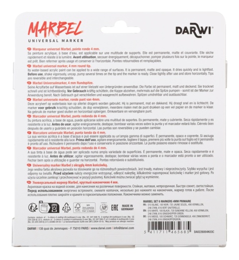 Zestaw 6 markerów MARBEL 4mm Podstawowe
