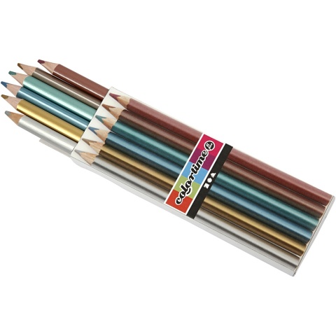 Kredki metaliczne 6 szt Trójkątne