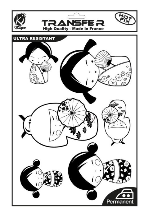 Naprasow. A4 Czarna Laleczki Kokeshi Naprasow. A4 Czarna Laleczki Kokeshi