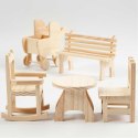 Mebelki z drewna H: 5,8-10,5 cm 5 szt. Mebelki z drewna H: 5,8-10,5 cm 5 szt.